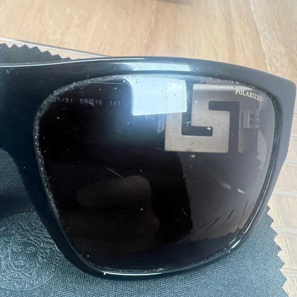 Versace Sunglasses Men 59mm Black Fair Polarized Greca Key Mod 4296 GB1/81